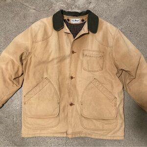 L.L. Bean Men's Beige Field Jacket with Dark Collar